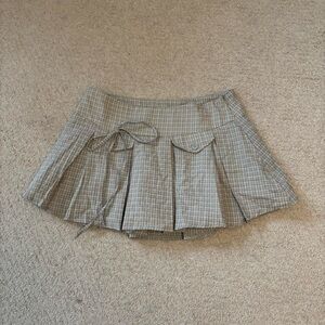 Princess Polly Beige Checkered Mini Skirt